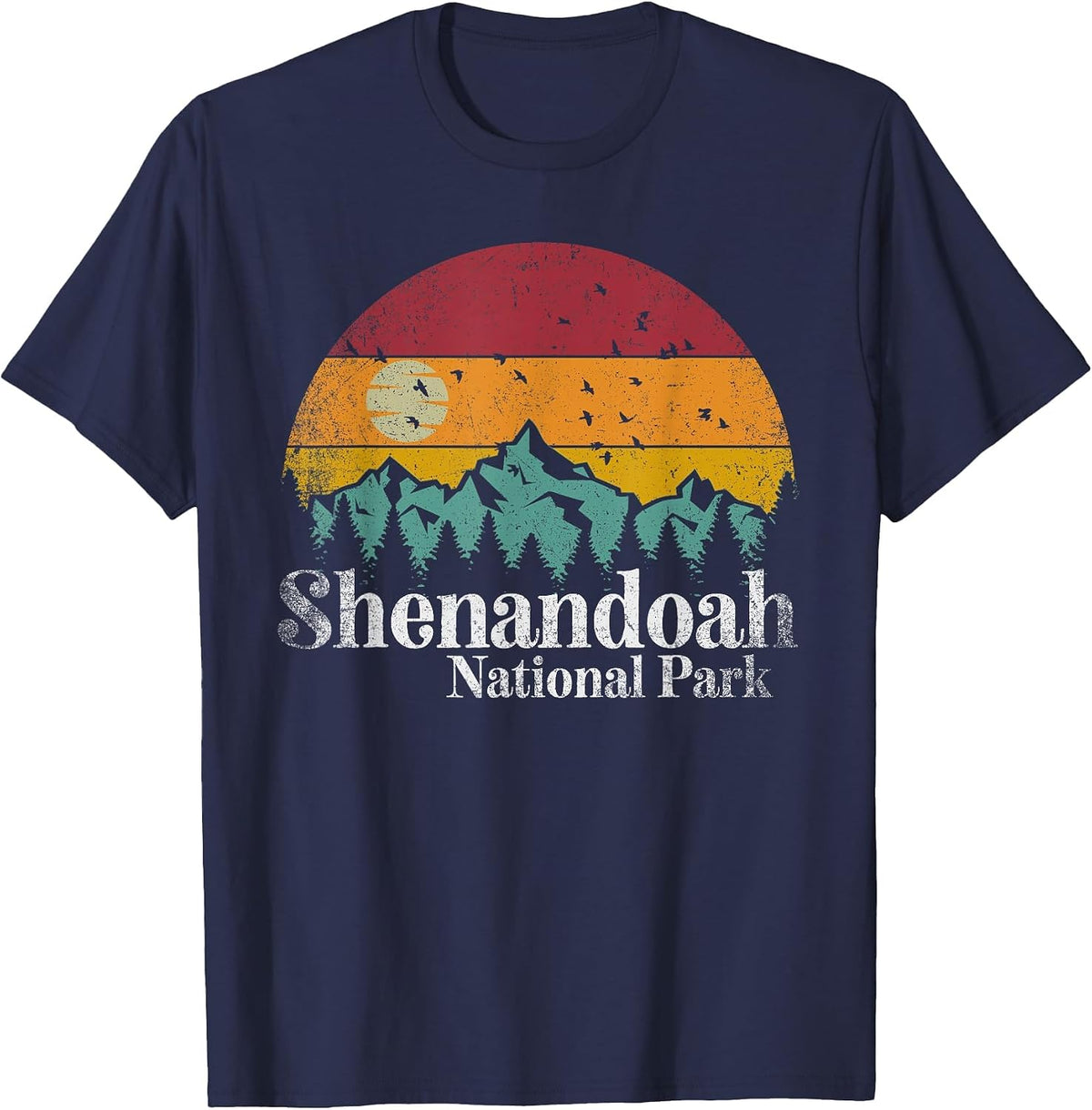 Shenandoah National Park Mountains Retro Style Vintage T-Shirt - Navy Blue