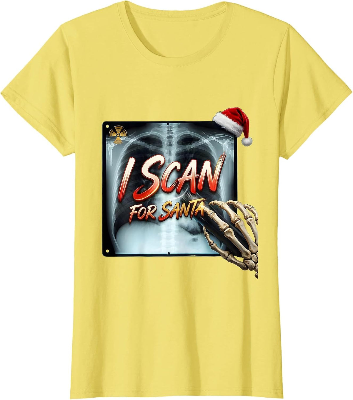 I Scan For Santa Funny Radiology Tech Christmas Rad Tech T-Shirt - Lemon Yellow