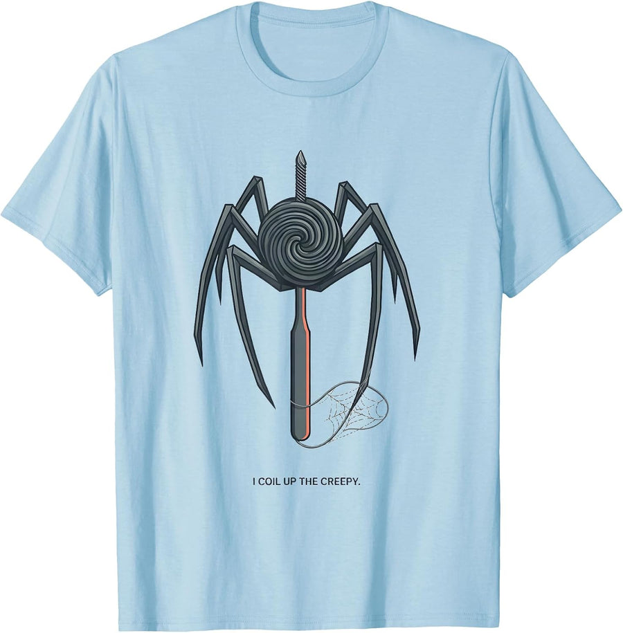 Men's I Coil Up The Creepy Funny Dental Halloween Costume Humor T-Shirt - Baby Blue