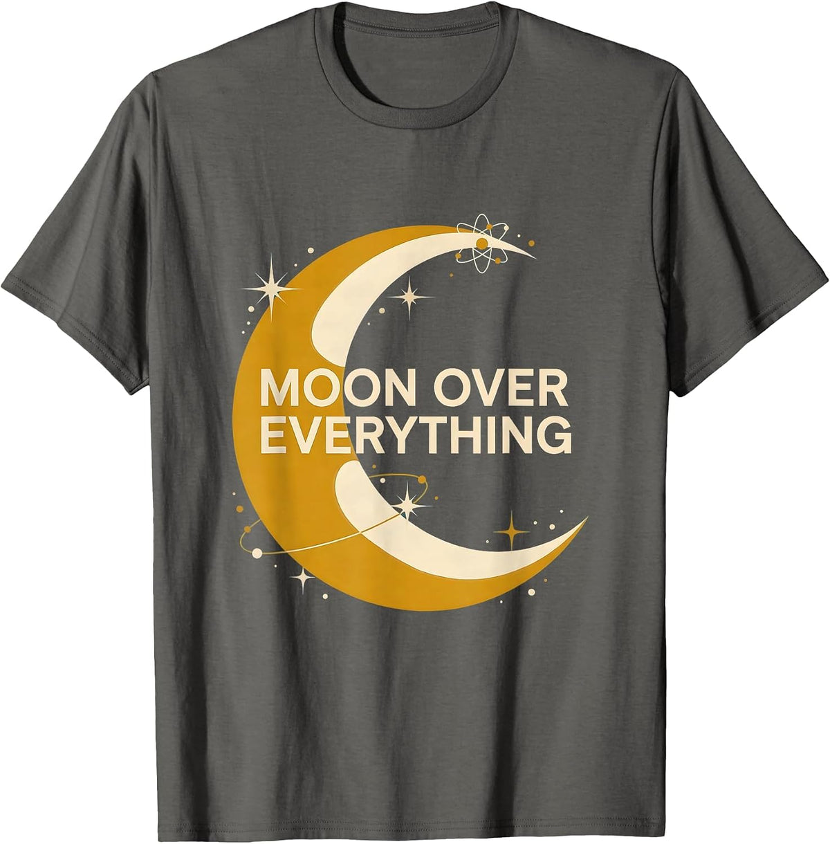 Moon Over Everything Celestial Graphic Design T-Shirt - Asphalt Grey