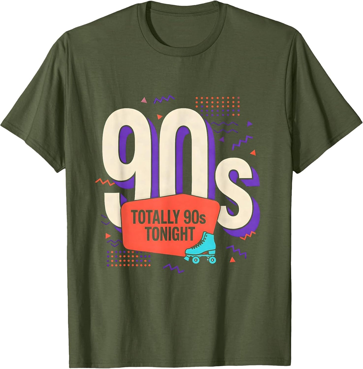 Men's Totally 90s Tonight Retro Nostalgic Party Costume T-Shirt - Olive Green