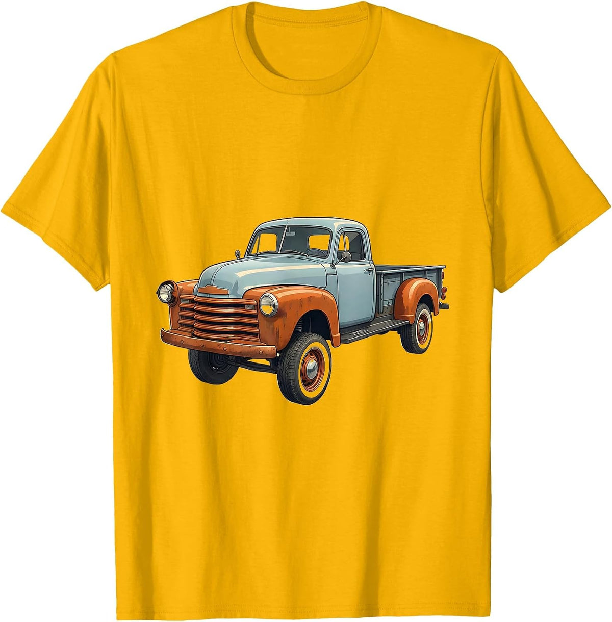 Exploded Pickup Truck Classic Car Guy Funny T-Shirt - Golden Yellow