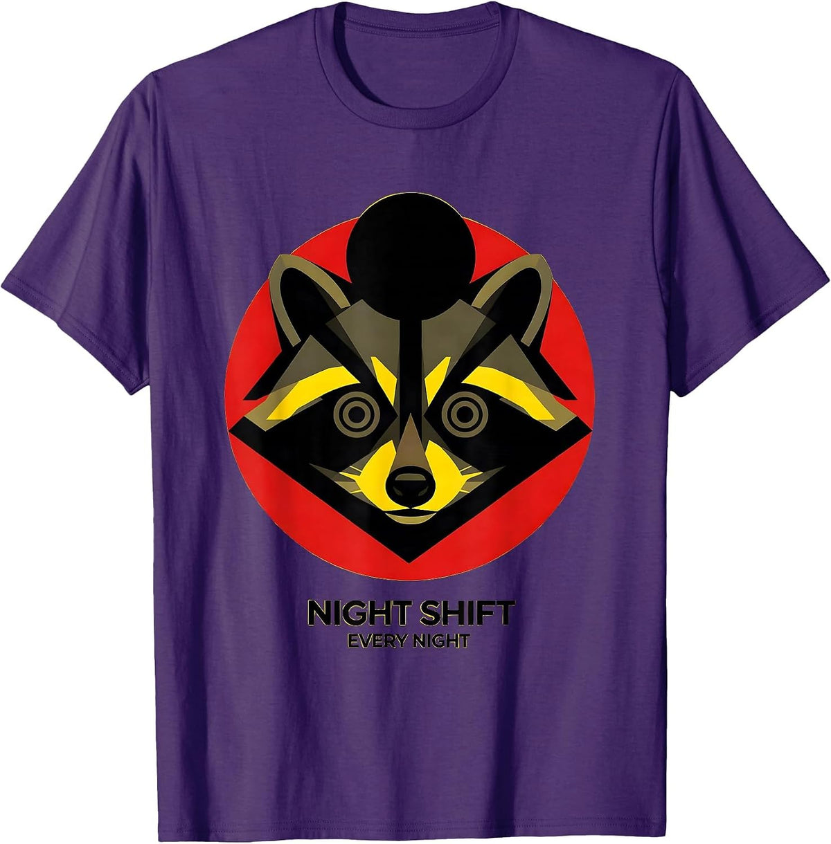 Night Shift Every Night Raccoon Graphic Design T-Shirt - Purple
