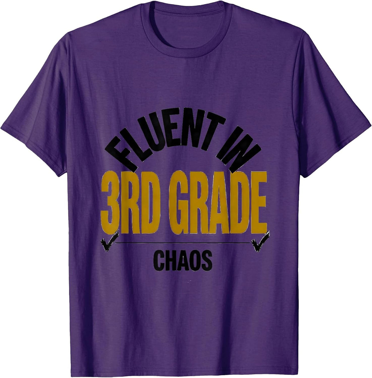 Fluent In 3rd Grade Chaos Funny Teacher Humor T-Shirt - Purple