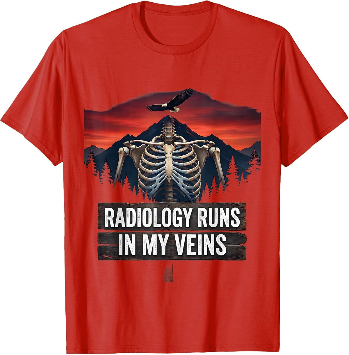 Men's Radiology Runs In My Veins X-Ray Design T-Shirt - Red