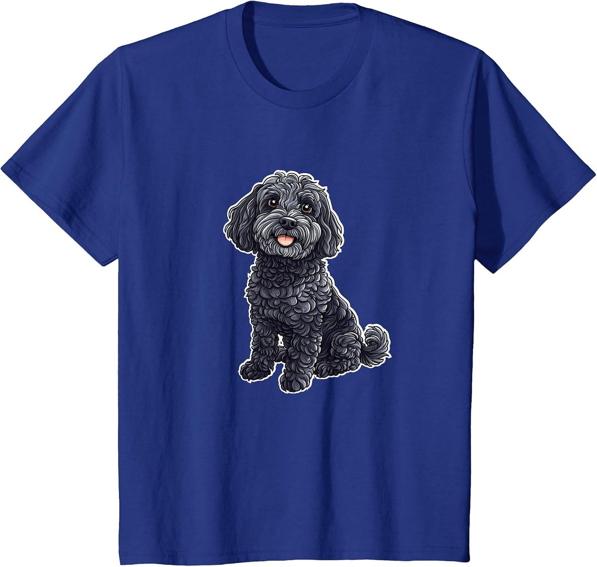 Cute Womens Girls Moms Sitting Black Cockapoo Dog Lover T-Shirt - Royal Blue