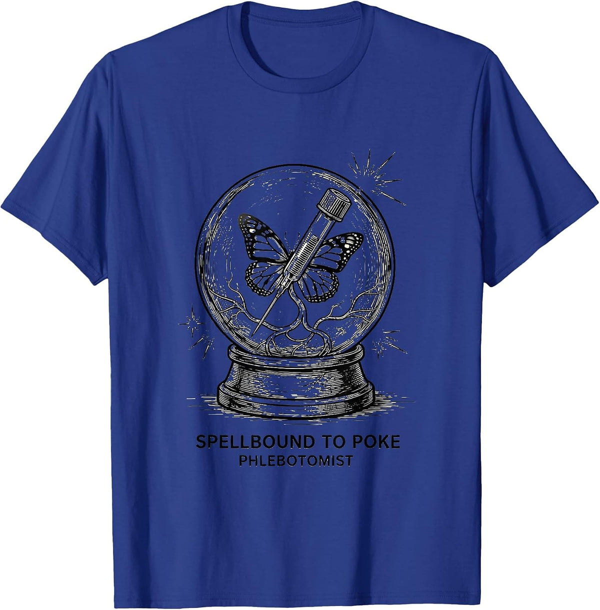 Spellbound to Poke Phlebotomist Funny Halloween Nurse T-Shirt - Royal Blue