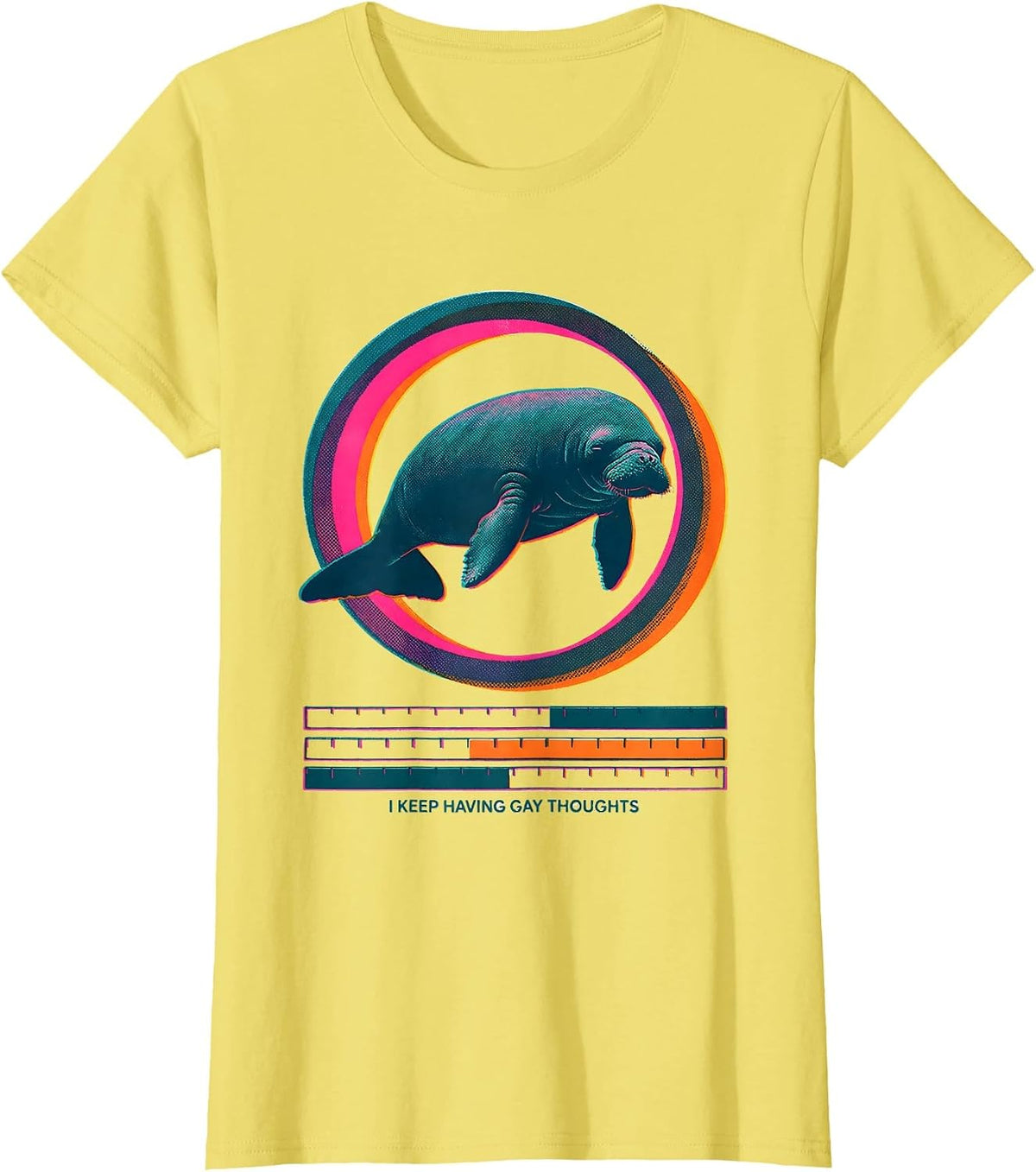 I Keep Having Gay Thoughts Funny Manatee Meme Bootleg Humor T-Shirt - Lemon Yellow