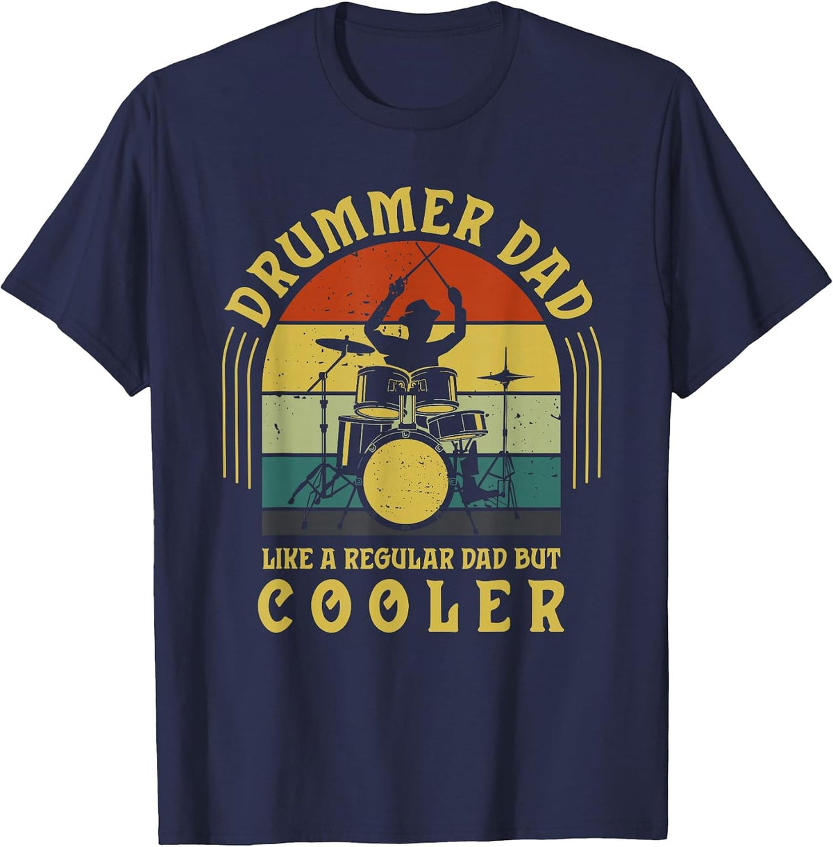 Funny Drummer Dad Art for Men Drumming Daddy Drum Players T-Shirt - Navy Blue