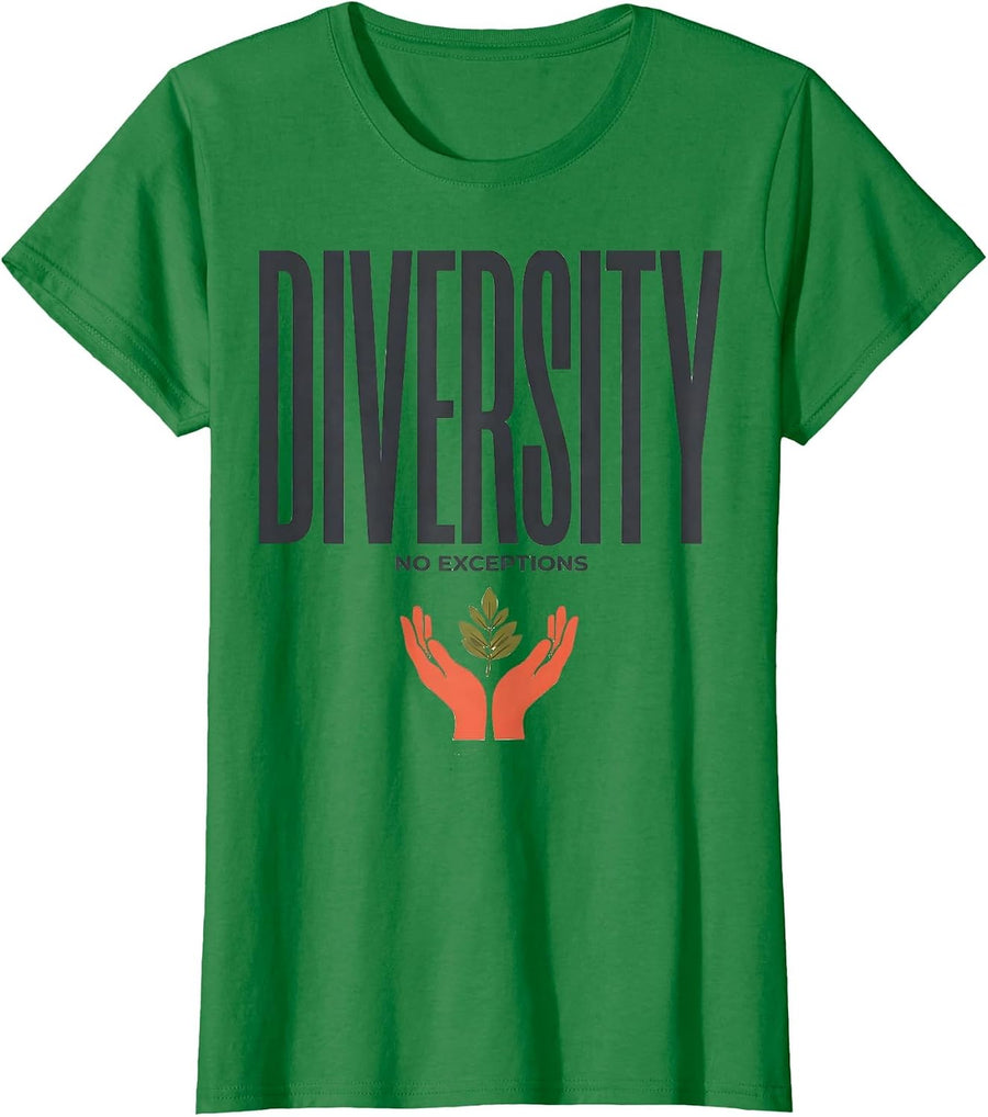 Women's Diversity No Exceptions Inclusive Values Human Rights T-Shirt - Kelly Green