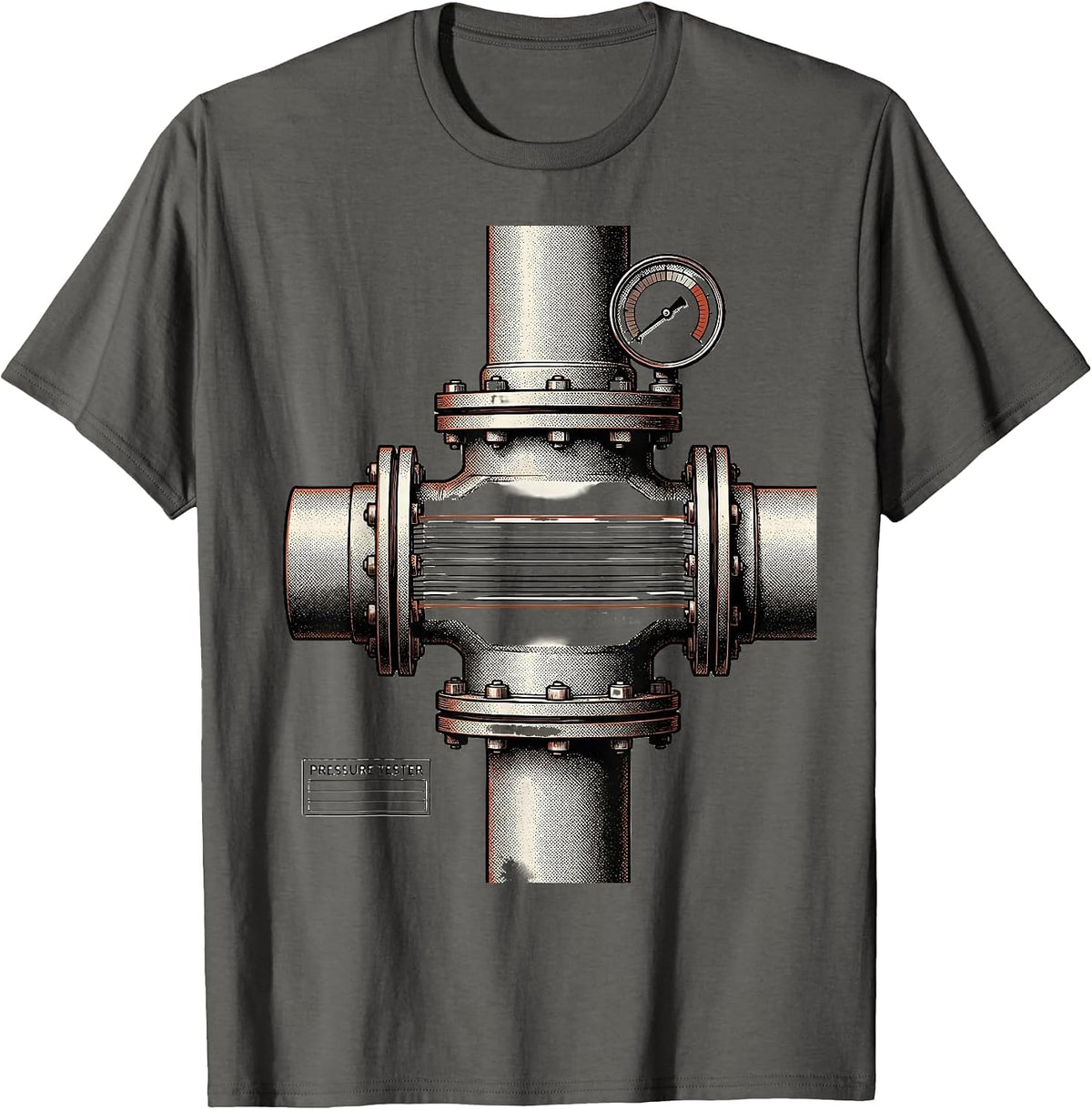 Men's Pressure Tester Funny Plumber Pipefitter Occupational Humor T-Shirt - Asphalt Grey