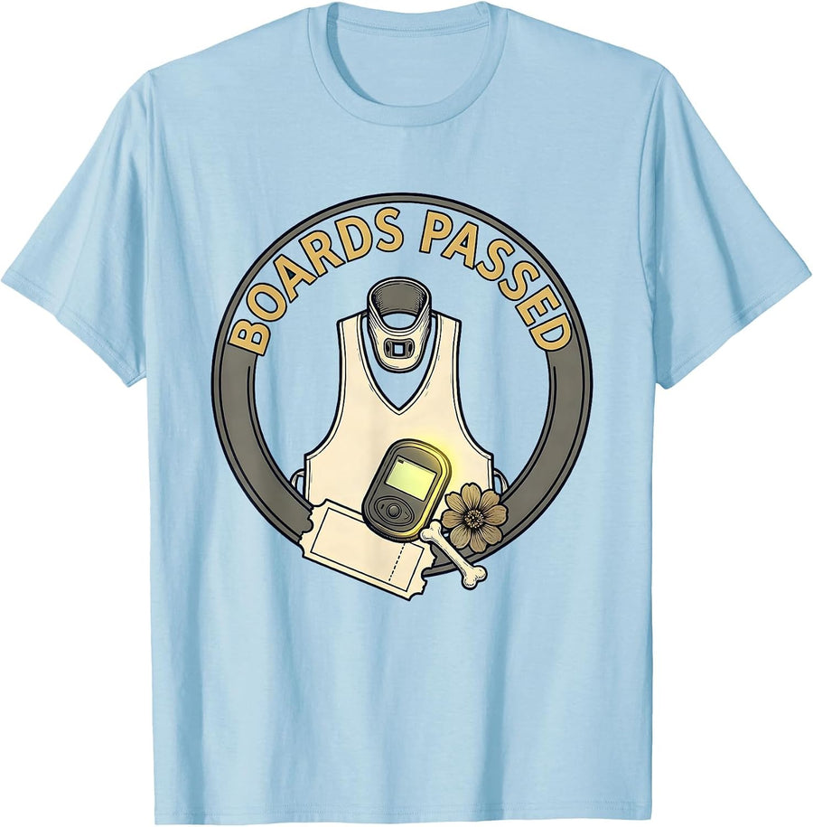 Men's Boards Passed Funny Radiologic Technologist Rad Tech Humor T-Shirt - Baby Blue
