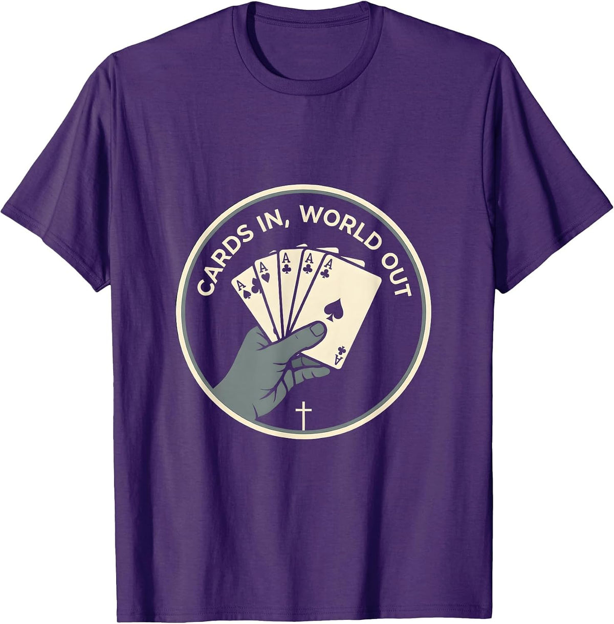 Cards In World Out Poker Design for Men T-Shirt - Purple