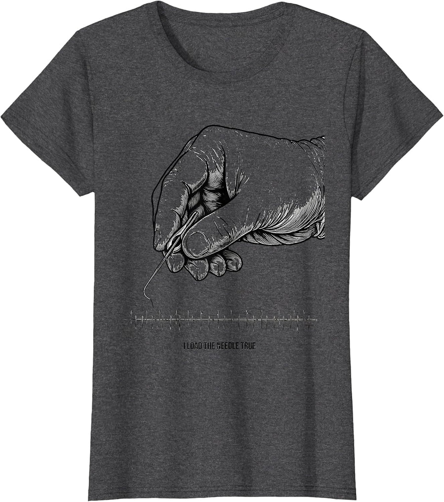 Women's I Load The Needle True Surgical Tech Occupational Pride T-Shirt - Dark Heather Grey