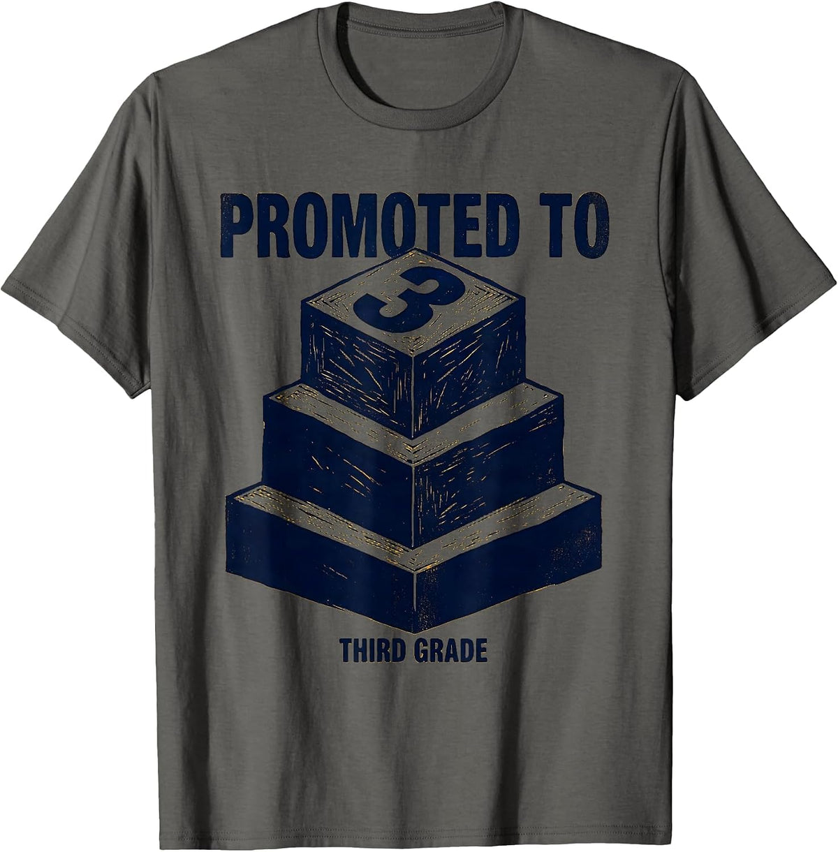 Promoted To Third Grade Funny Back To School Kids Teachers T-Shirt - Asphalt Grey