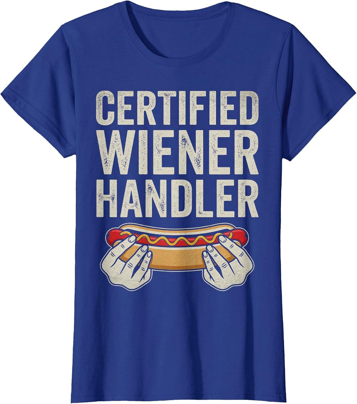 Certified Wiener Handler Funny BBQ Hot Dog Grilling T-Shirt - Royal Blue