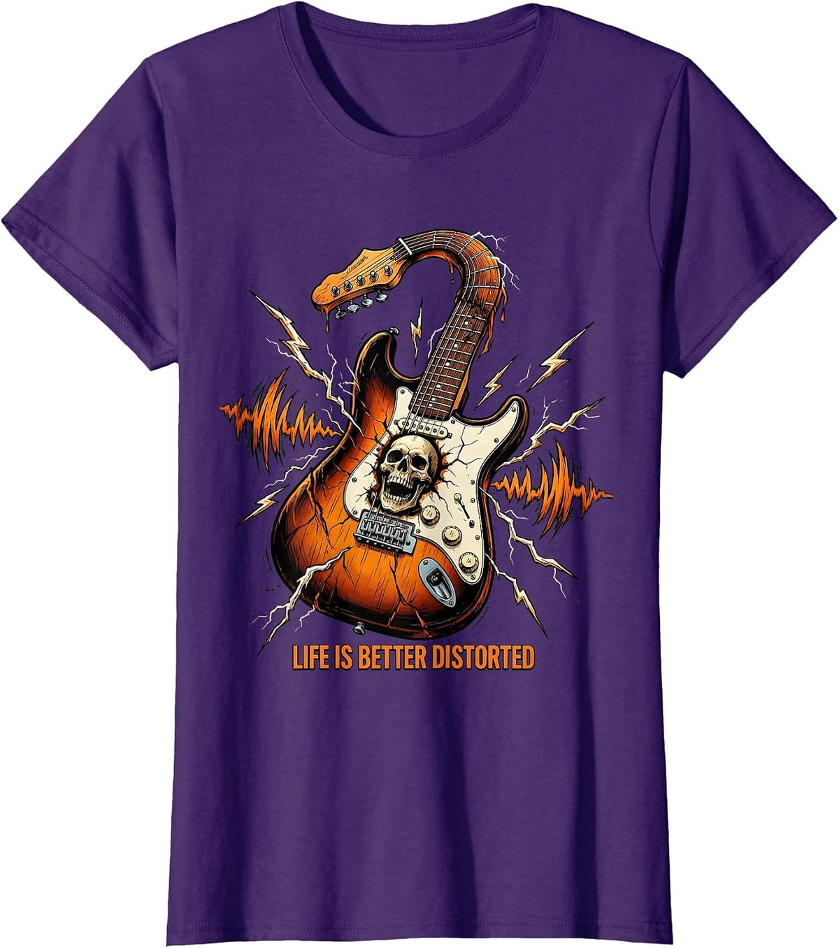 Women's Life Is Better Distorted Heavy Metal Design T-Shirt - Purple