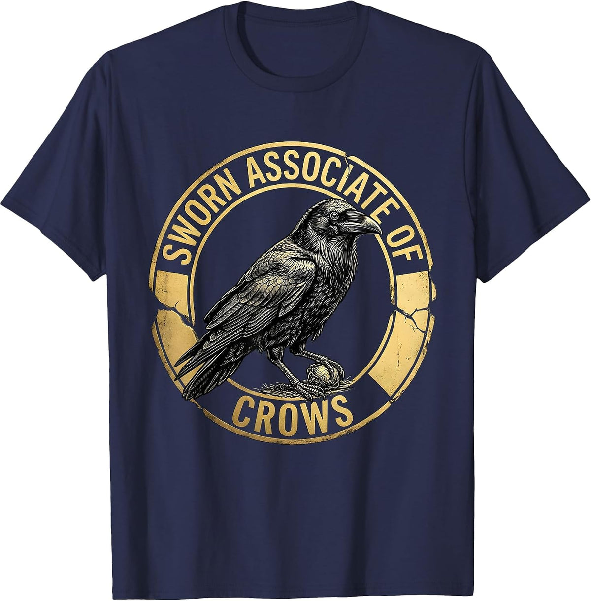 Sworn Associate Of Crows Dark Humor Gothic Crow Lover T-Shirt - Navy Blue