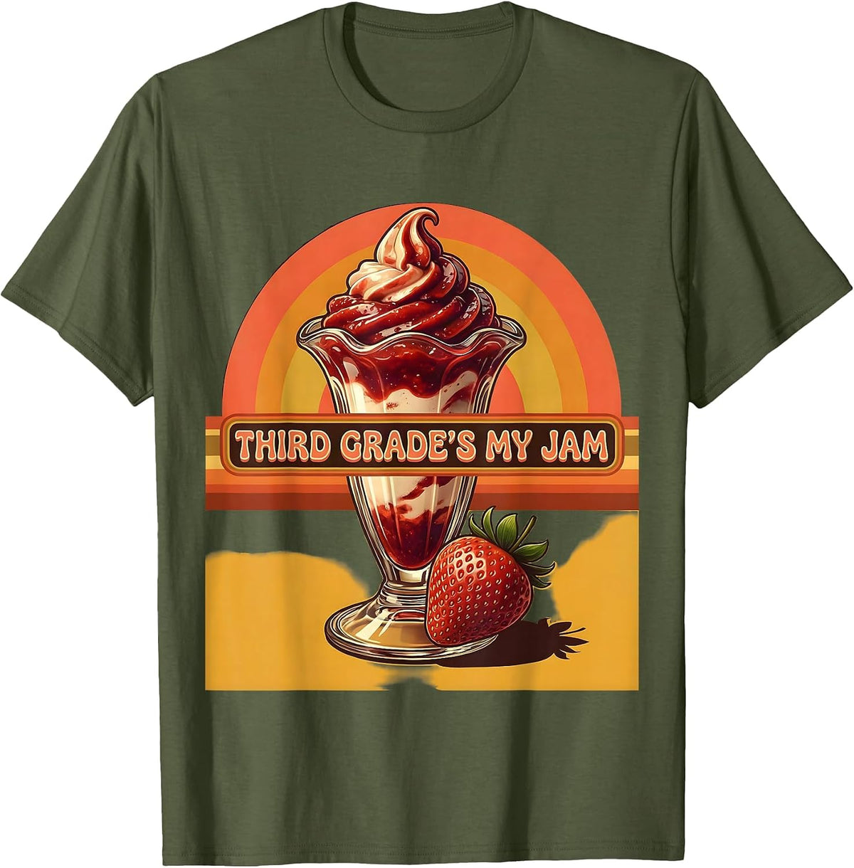 Third Grade's My Jam Retro 70s Back To School Teacher T-Shirt - Olive Green