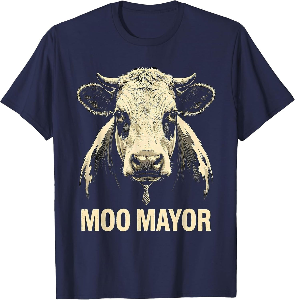 Moo Mayor Funny Cow Farm Animal Lover Humor T-Shirt - Navy Blue