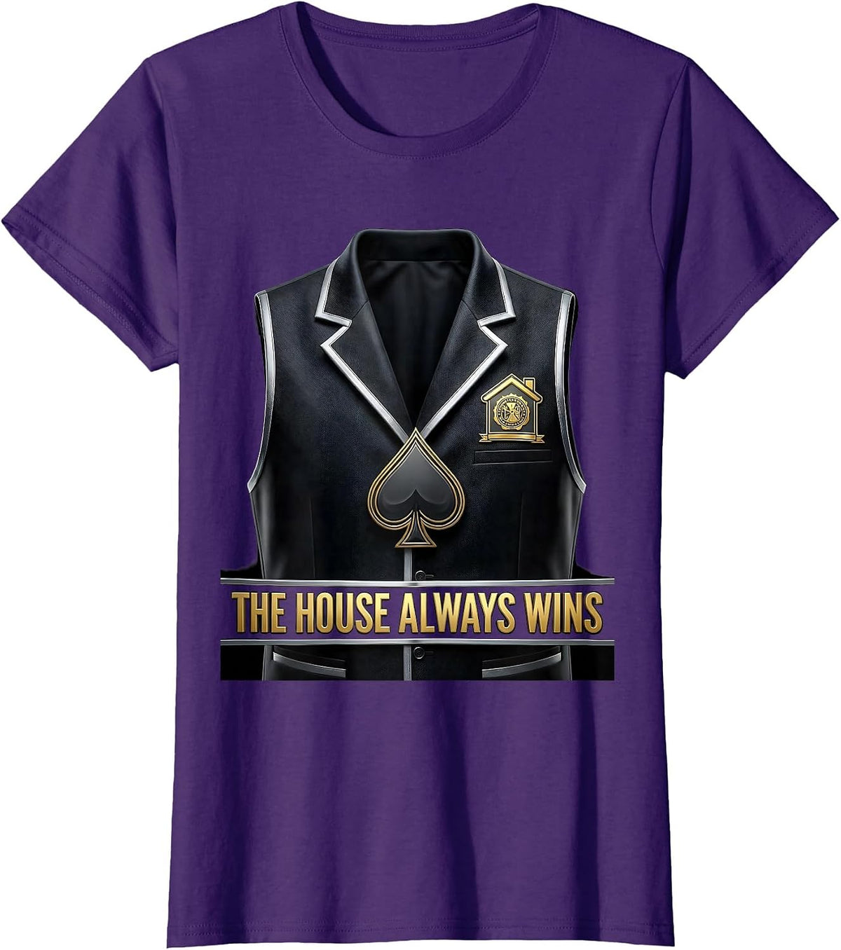 Women's The House Always Wins Casino Dealer Poker Costume Halloween T-Shirt - Purple