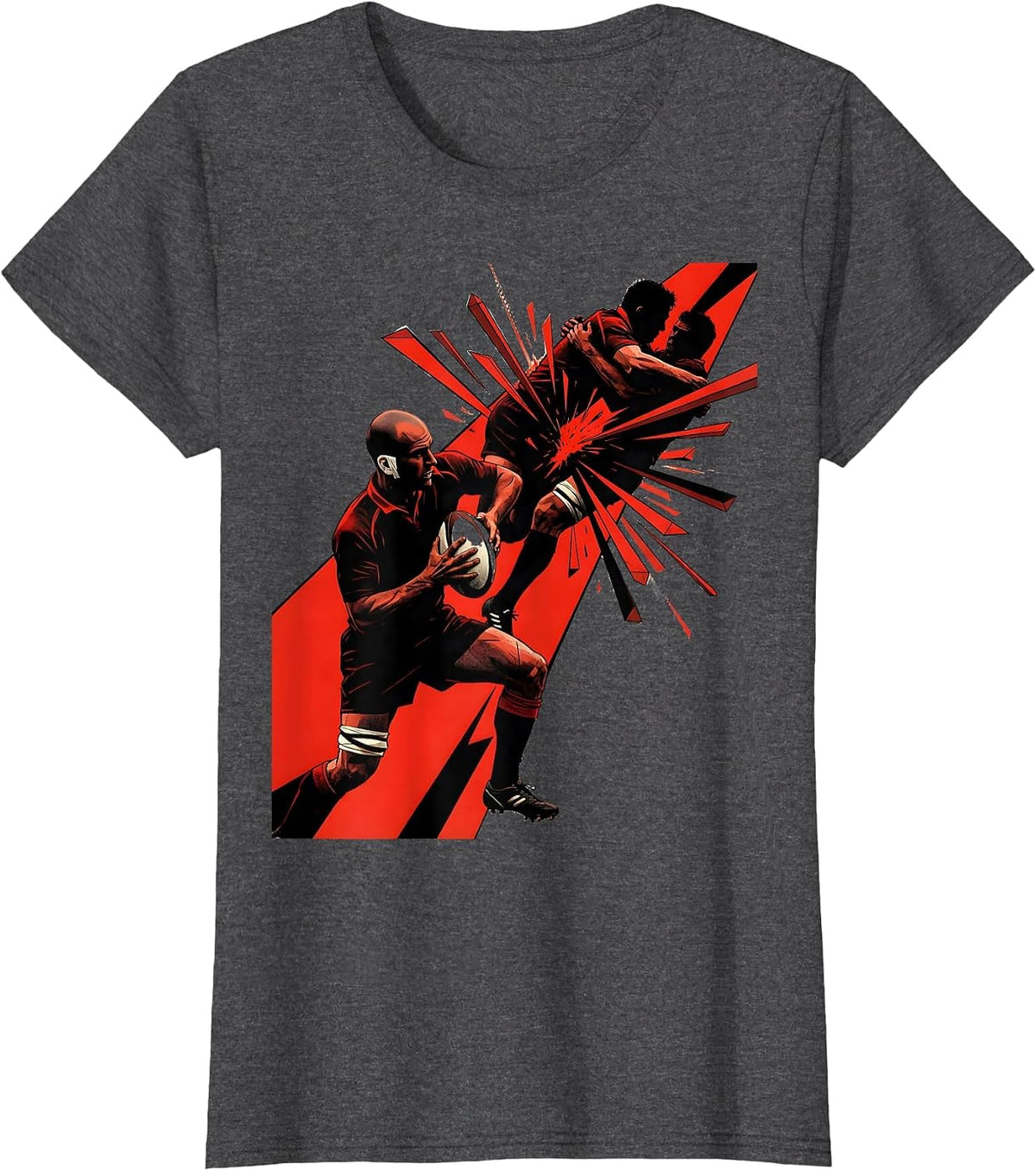 Women's Rugby Breakdown Constructivist Poster Player Humor T-Shirt - Dark Heather Grey