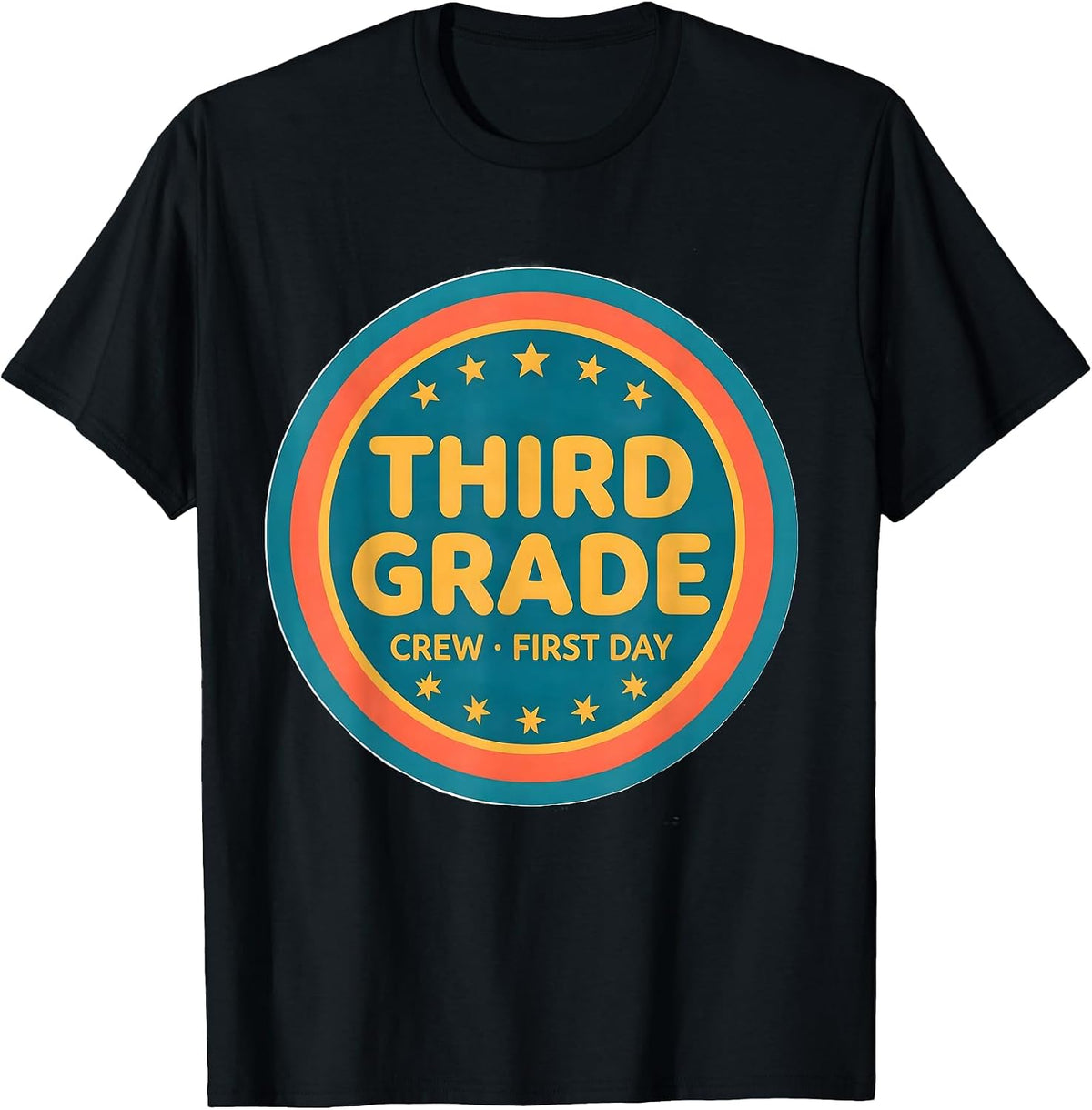 Men's Third Grade Crew First Day Back To School Teacher Student T-Shirt - Black