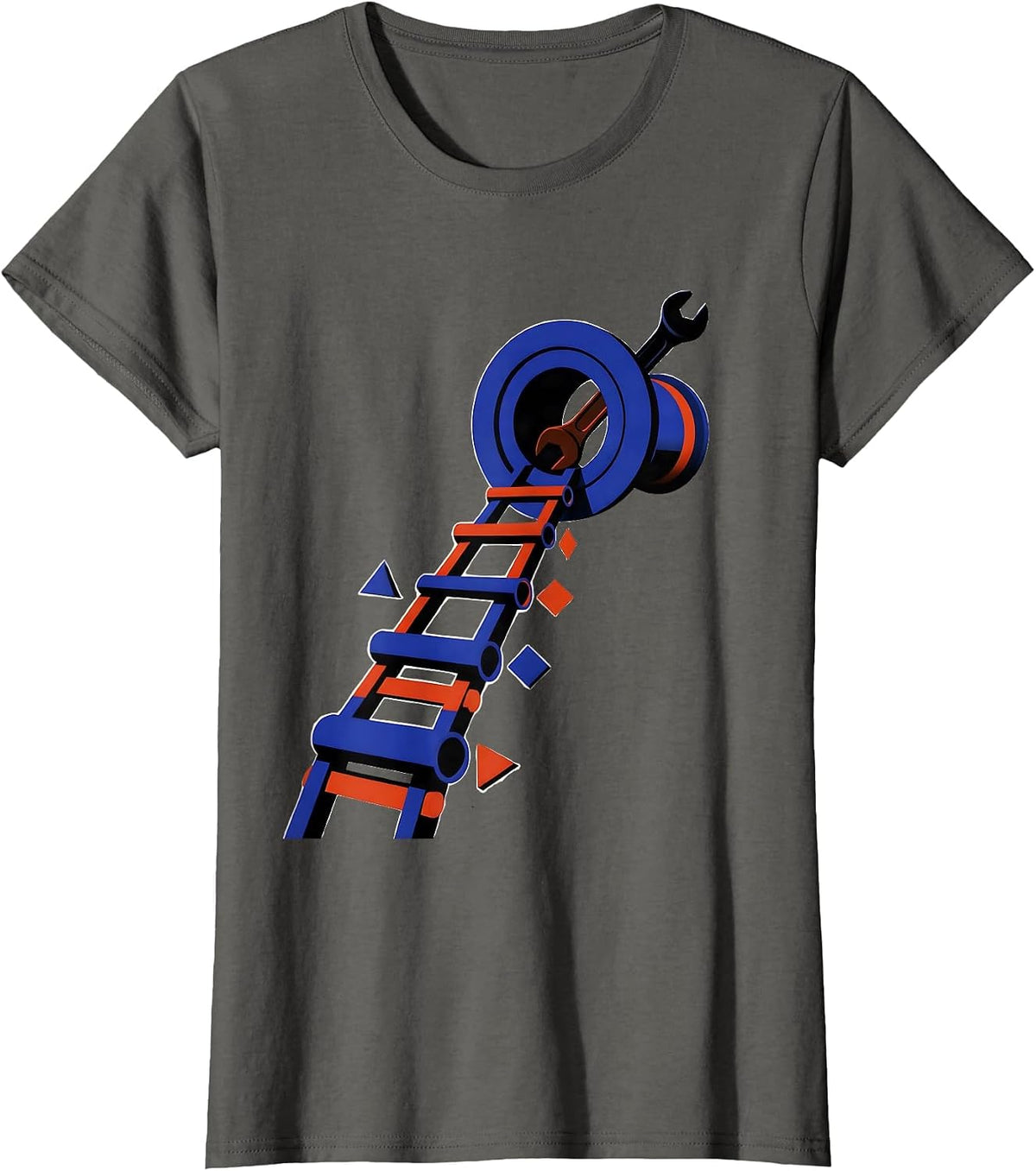 Women's Drain Trap Pipe Wrench Funny Plumber Gift T-Shirt - Asphalt Grey