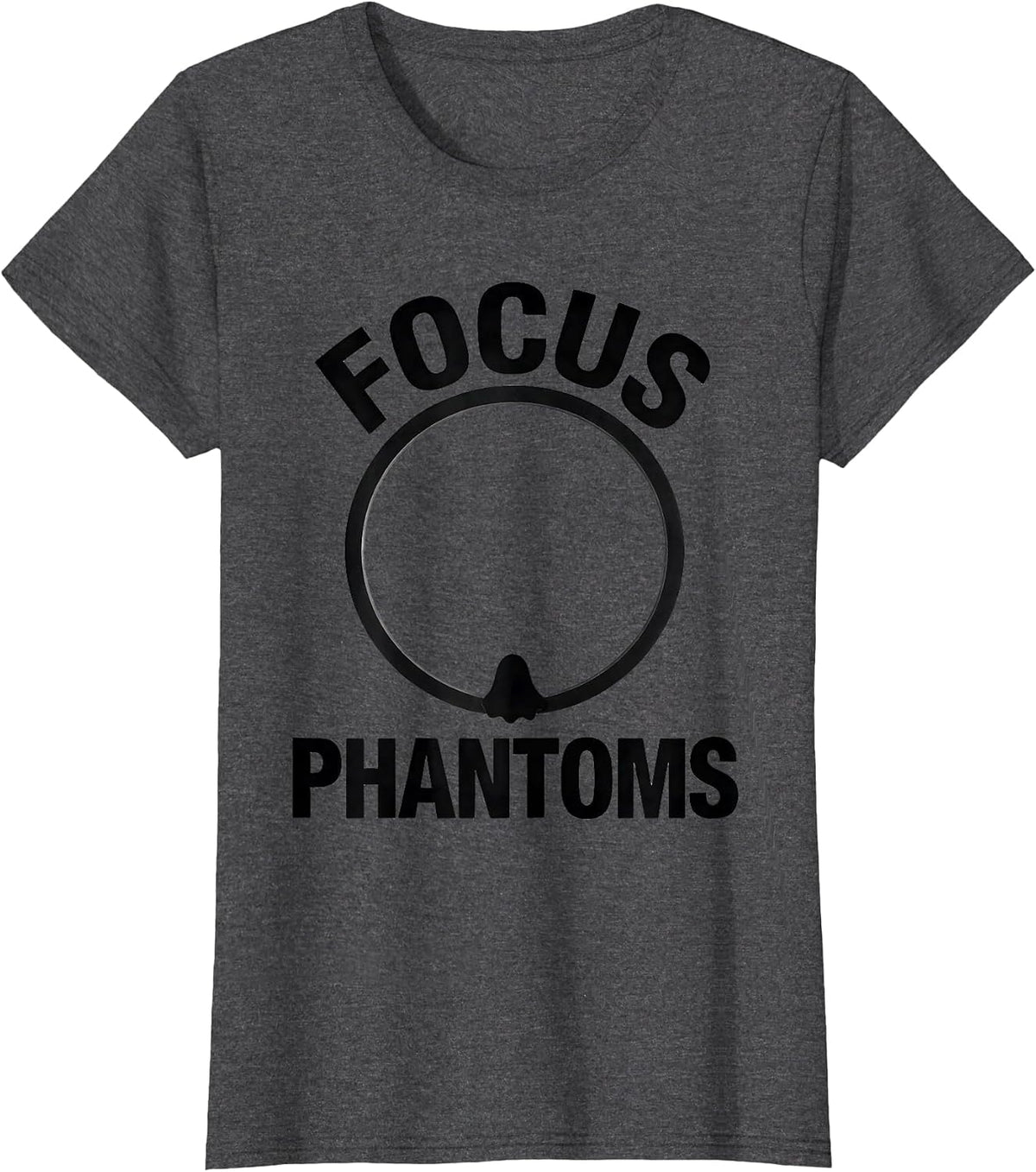Women's Focus Phantoms Minimalist Ghost Halloween Optometrist Eye T-Shirt - Dark Heather Grey