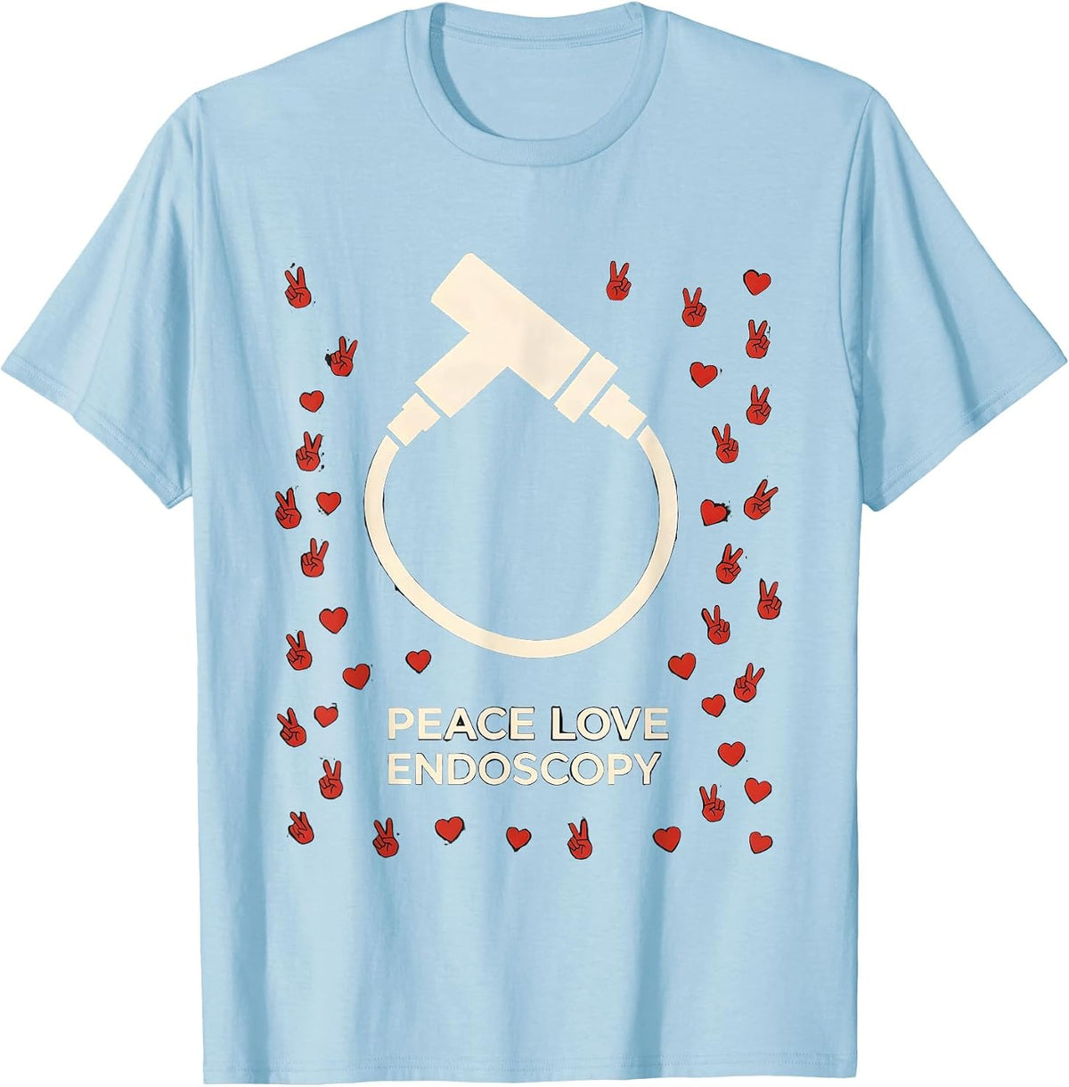 Men's Peace Love Endoscopy Funny Surgical Tech Surgeon Gifts T-Shirt - Baby Blue