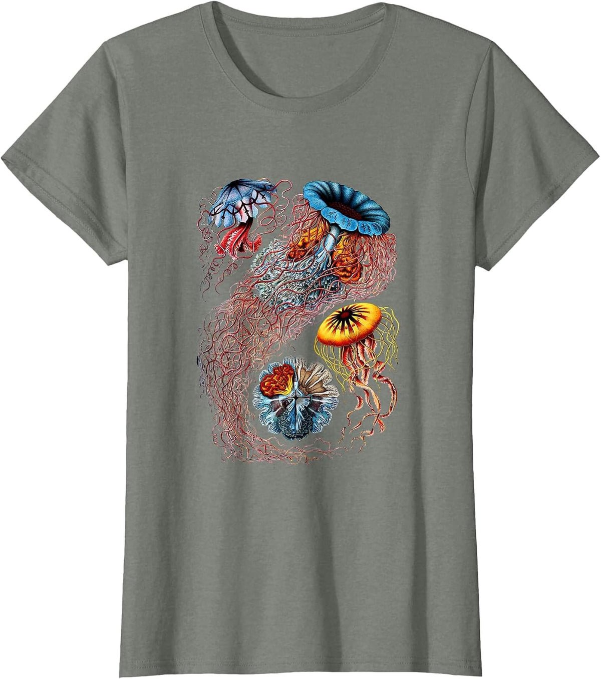 Under the Ocean Marine Jellyfish Shirt T-Shirt - Olive Heather