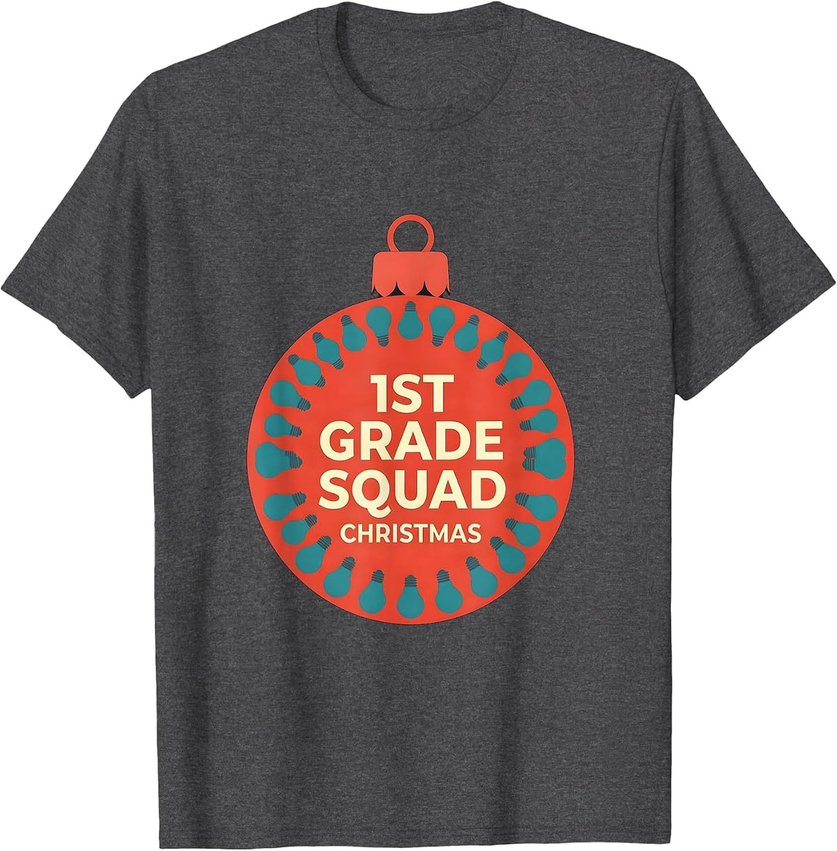 1st Grade Squad Christmas Funny Teacher Christmas Squad T-Shirt - Dark Heather Grey