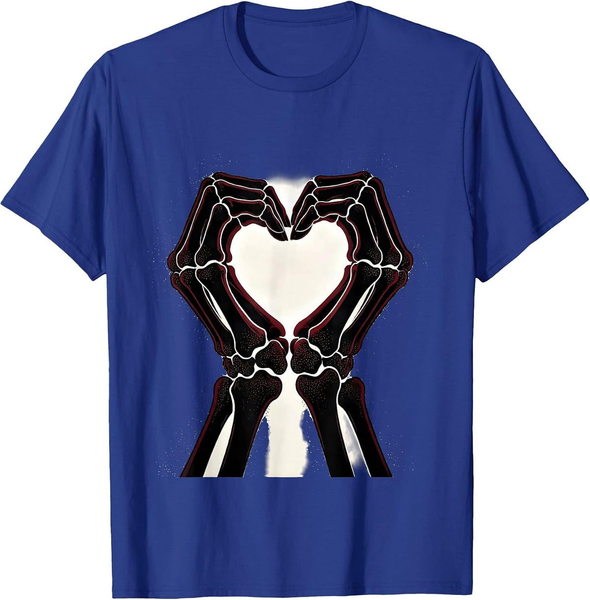 Skeleton Hands Heart Graphic Design T-Shirt - Royal Blue