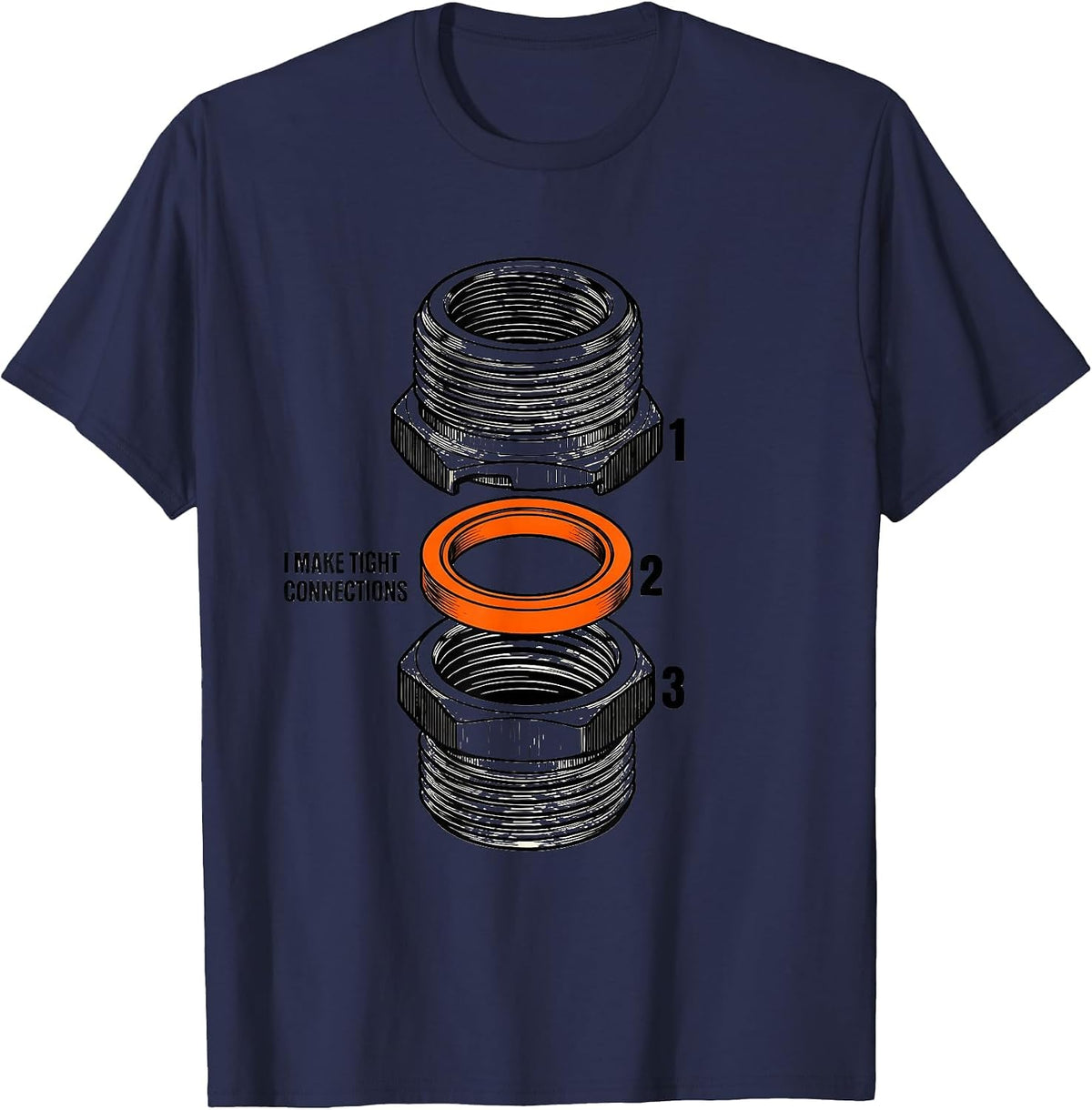 Men's I Make Tight Connections Funny Plumber Pipefitter Occupation T-Shirt - Navy Blue
