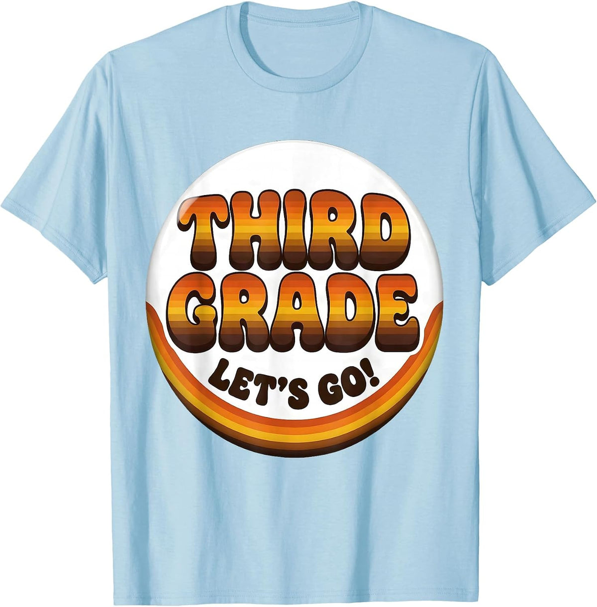 Men's Third Grade Let's Go Retro 70s Back to School Teacher T-Shirt - Baby Blue