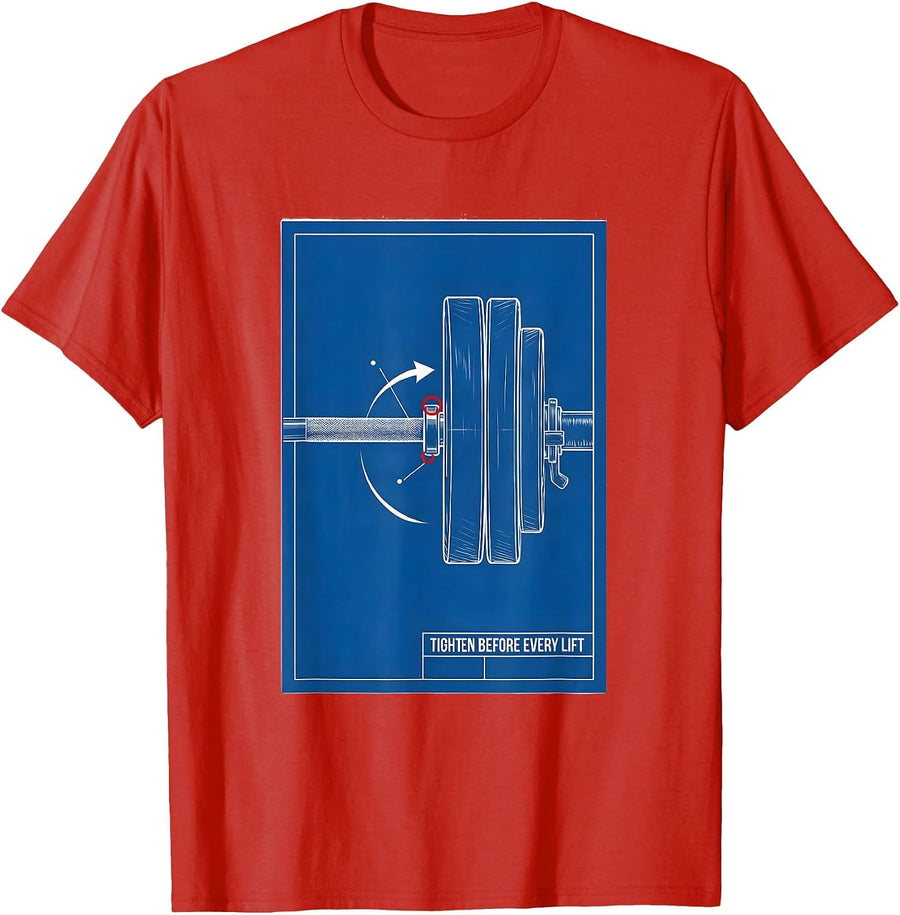 Men's Tighten Before Every Lift Funny Gym Workout Weightlifting T-Shirt - Red