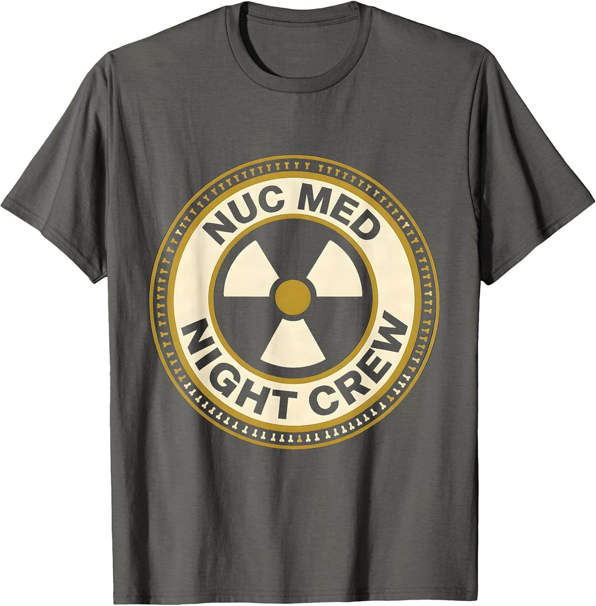 Men's Nuc Med Night Crew Radiation Tech Halloween Workplace Humor T-Shirt - Asphalt Grey