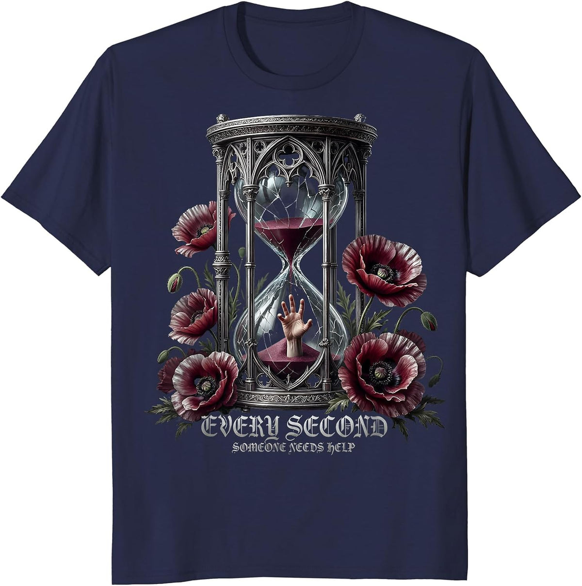 Every Second Someone Needs Help Overdose Awareness T-Shirt - Navy Blue