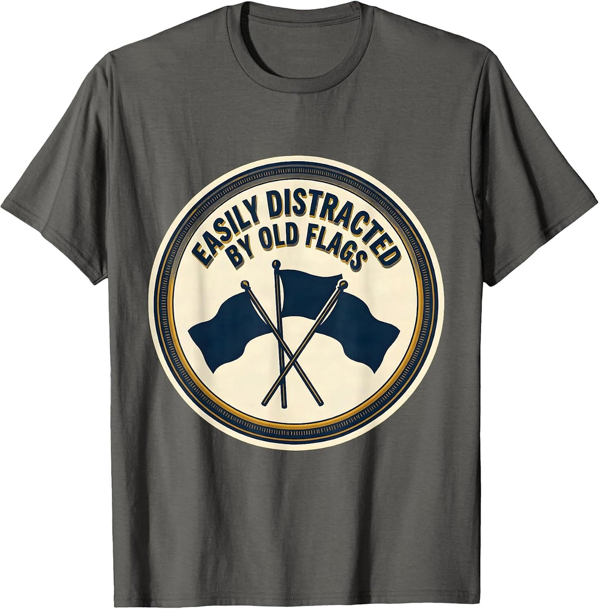 Easily Distracted By Old Flags Funny History Teacher Humor T-Shirt - Asphalt Grey