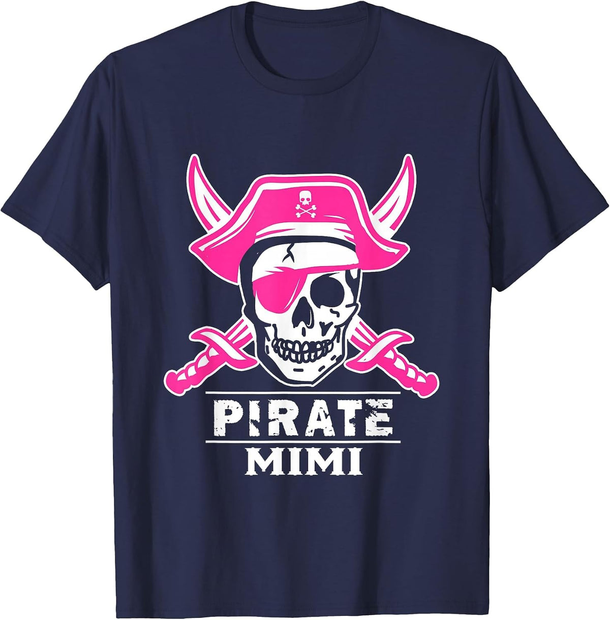 Pirate Captain Mimi Pirate Mimi Halloween Grandma T-Shirt - Navy Blue