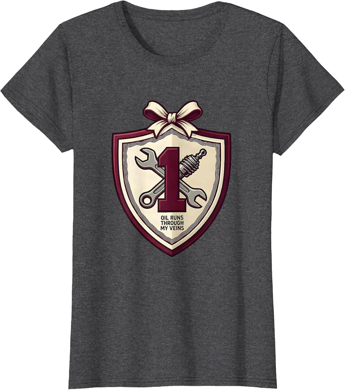 Women's Oil Runs Through My Veins Petroleum Design T-Shirt - Dark Heather Grey