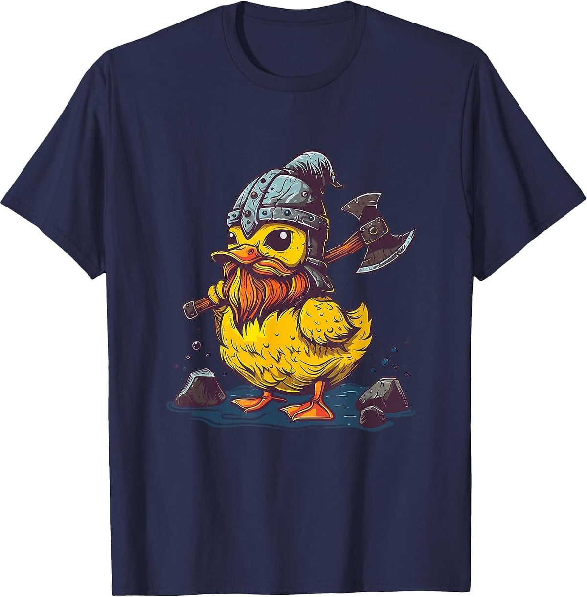 Rubber Duckie Rubber Duck Viking Duck Funny Rubber Duck T-Shirt - Navy Blue