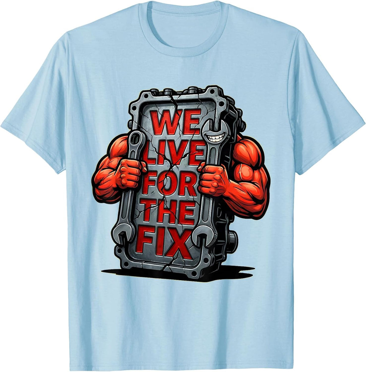 Men's We Live For The Fix Valley Forge Automotive Design T-Shirt - Baby Blue