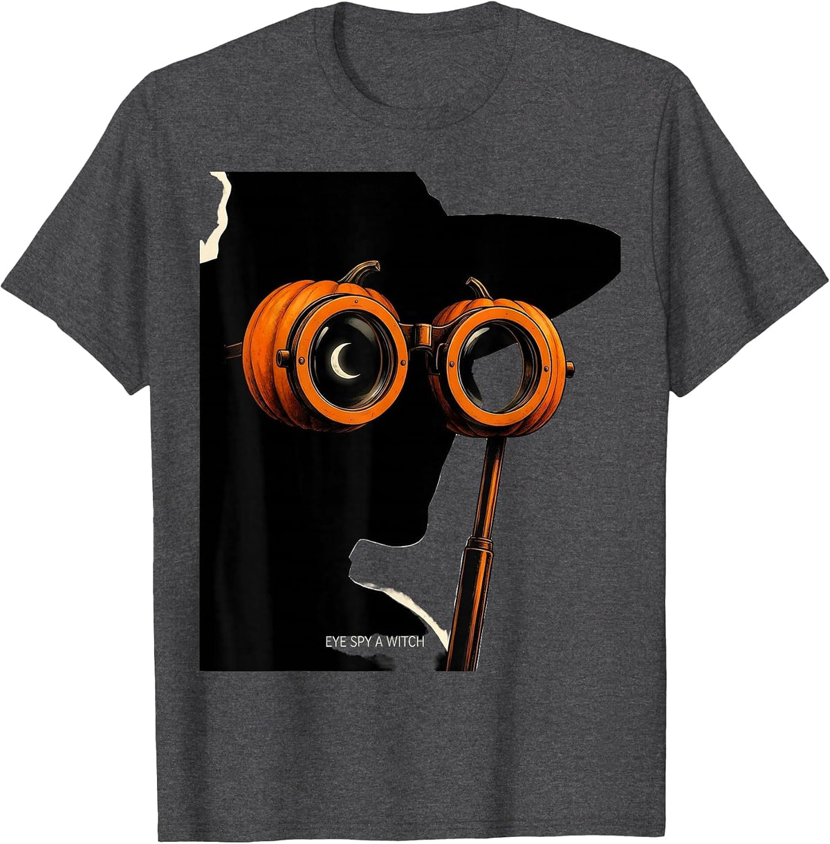 Men's Eye Spy A Witch Halloween Optometrist Eye Doctor Humor T-Shirt - Dark Heather Grey
