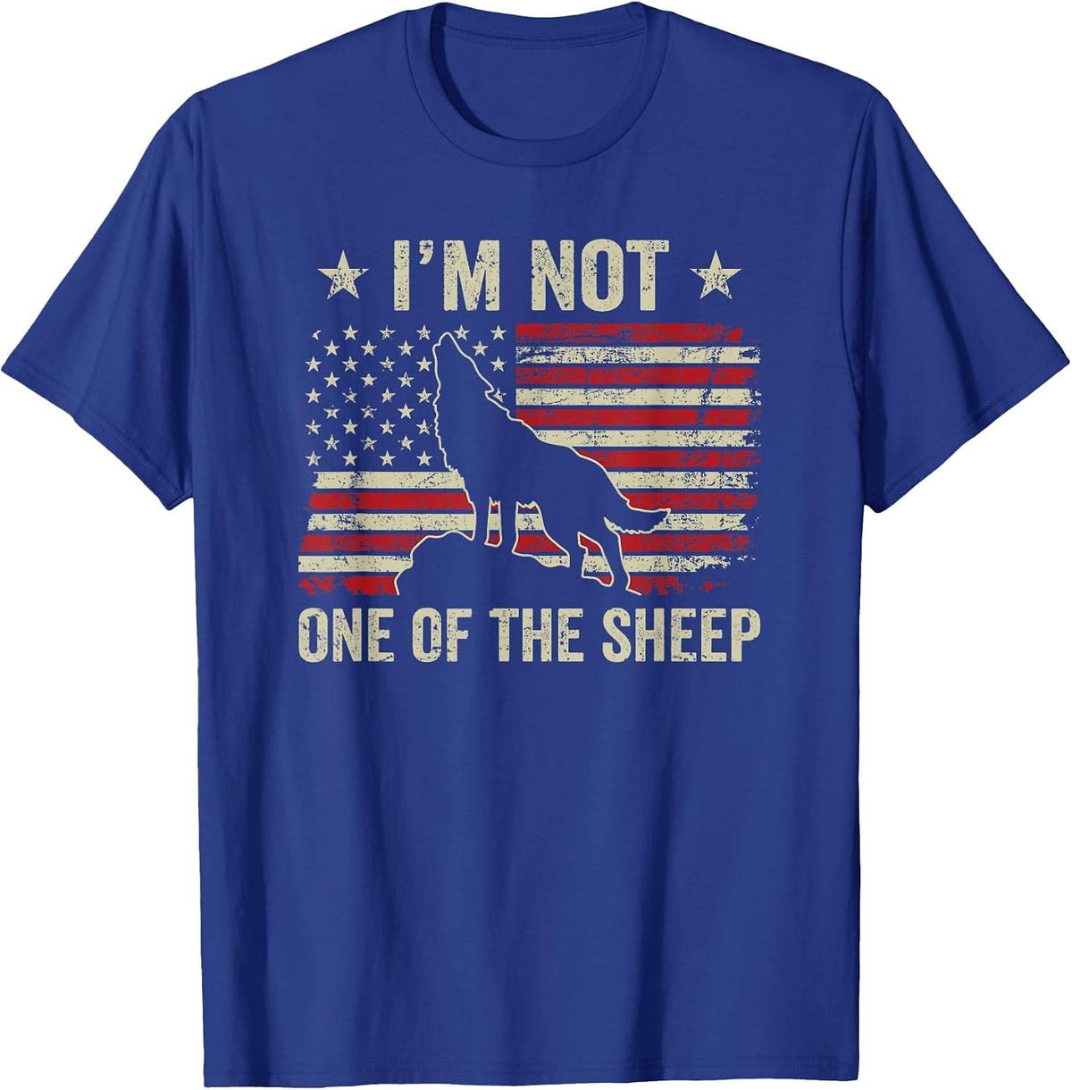 I'm Not One of The Sheep - Patriotic Wolves Not Sheep Wolf T-Shirt - Royal Blue