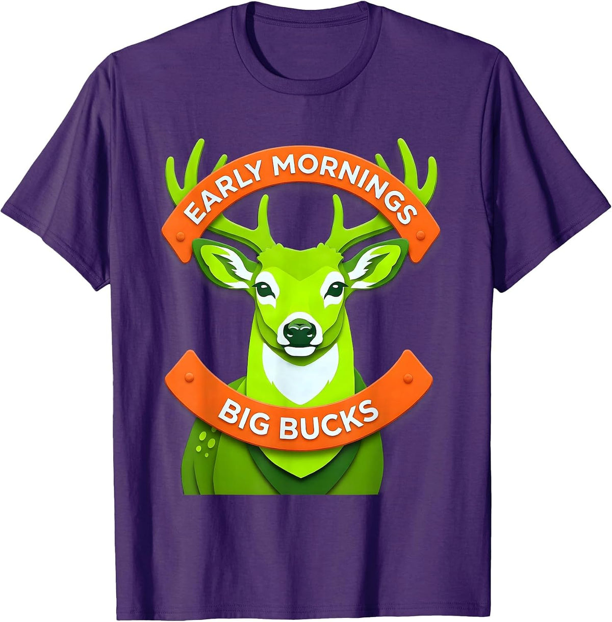 Men's Early Mornings Big Bucks Deer Hunting Design T-Shirt - Purple