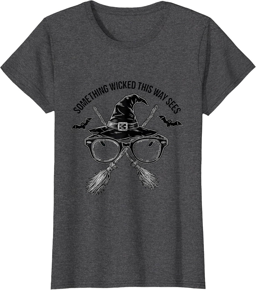 Women's Something Wicked This Way Sees Funny Optometrist Halloween T-Shirt - Dark Heather Grey