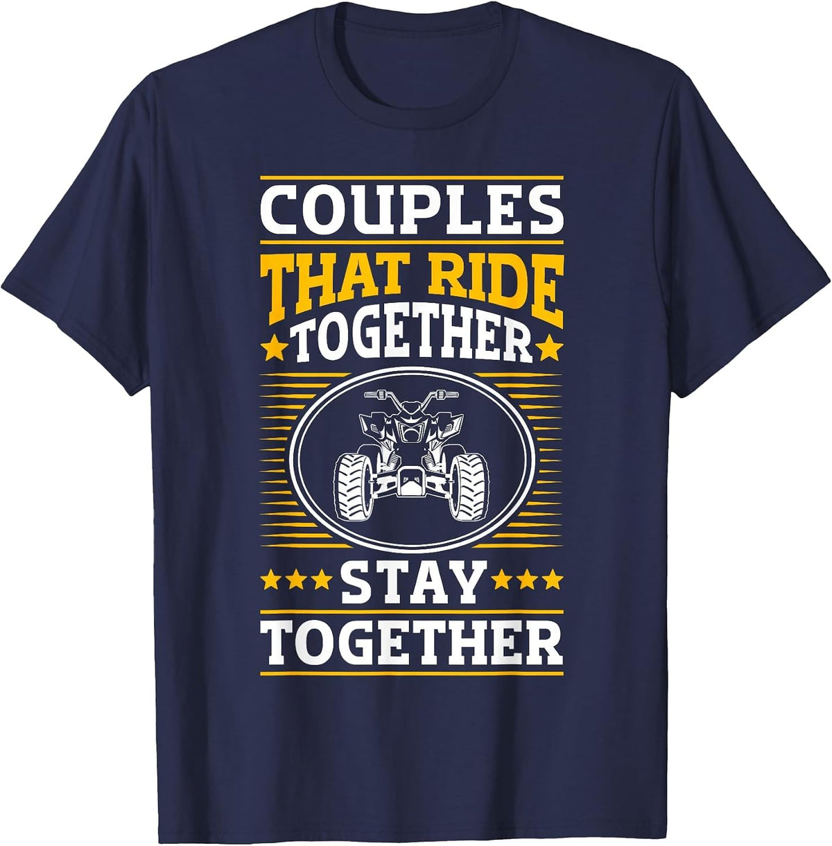 ATV Quad Biker Quad Bike Vintage Couples Driving T-Shirt - Navy Blue