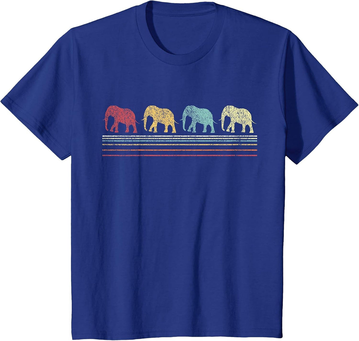 Elephant Lover Funny Elephant Retro T-Shirt - Royal Blue