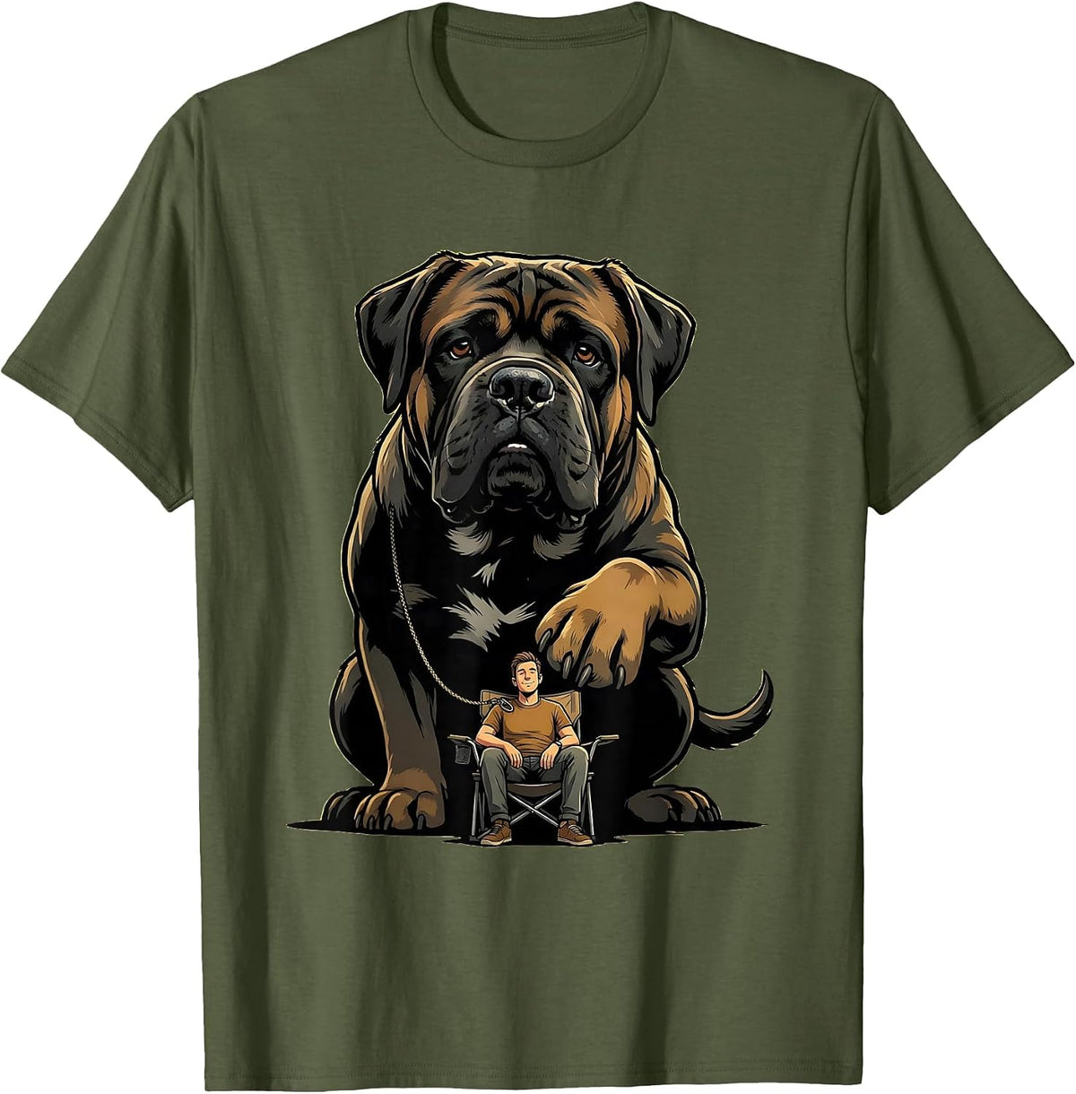 Cane Corso Cartoon Dog Owner Humor T-Shirt - Olive Green